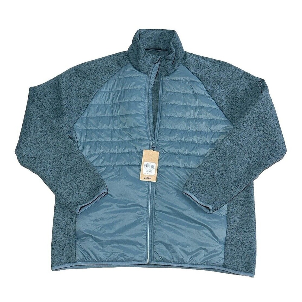 Asics Men's Puffer Knit Mixer Jacket 2.0 Foggy Teal Zip Up (2011C886) Size 2XL
